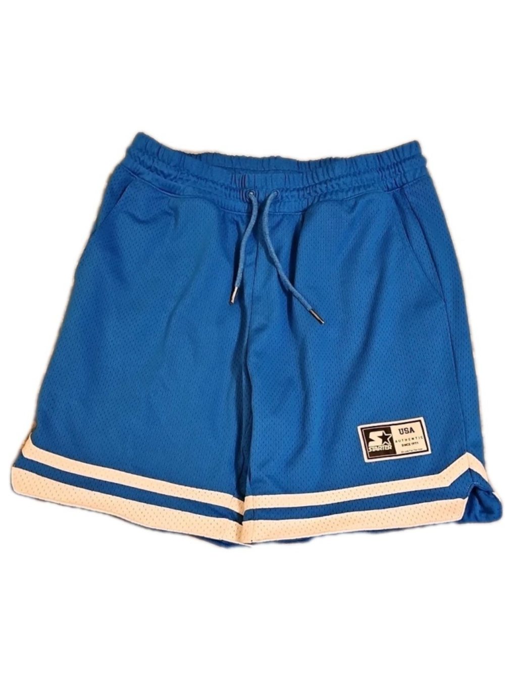 Starter USA Authentic Shorts Adult Size Large Blue & White Drawstring Adjustable
